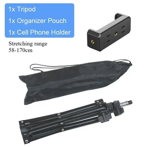 170cm Metal Standing Tripod Kit | Live Stream Anchor Broadcast Phone/Camera Holder, Selfie Light Thermometer Studio/Outdoor Use - Image 10
