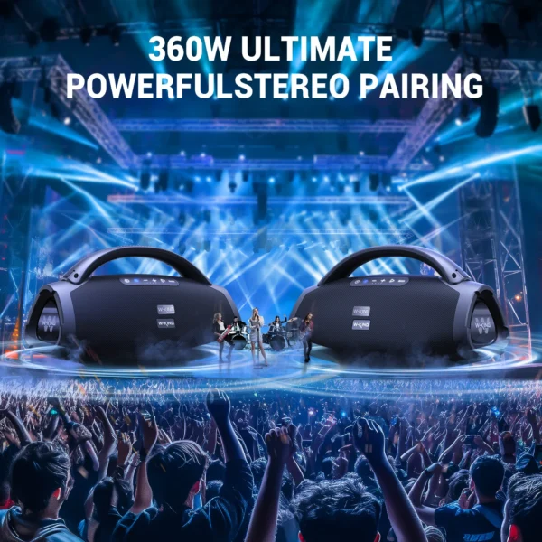 W-KING X20S Portable Bluetooth Speakers, 180W RMS Massive Bass Party Boombox IPX7 Waterproof Speaker Large, Loud Outdoor Speaker - Image 3