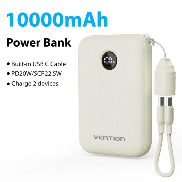 Vention Power Bank 20000mAh 22.5W PD Type C Charge Portable Powerbank External Auxiliary battery with USB-C Cable for iPhone 15 - Image 9