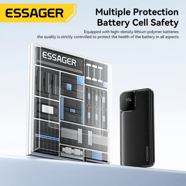 Essager 20000mAh Portable Power Bank With 2 Cables For iPhone 16 15 14 Xiaomi Samsung Huawei 10000mAh Digital Display Power Bank - Image 6