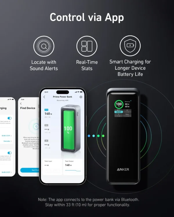 Anker Prime 27,650mAh Power Bank (250W), 3-Port Portable Charger, Compatible with iPhone 16/15/14/13 Series, Samsung, Dell - Image 3