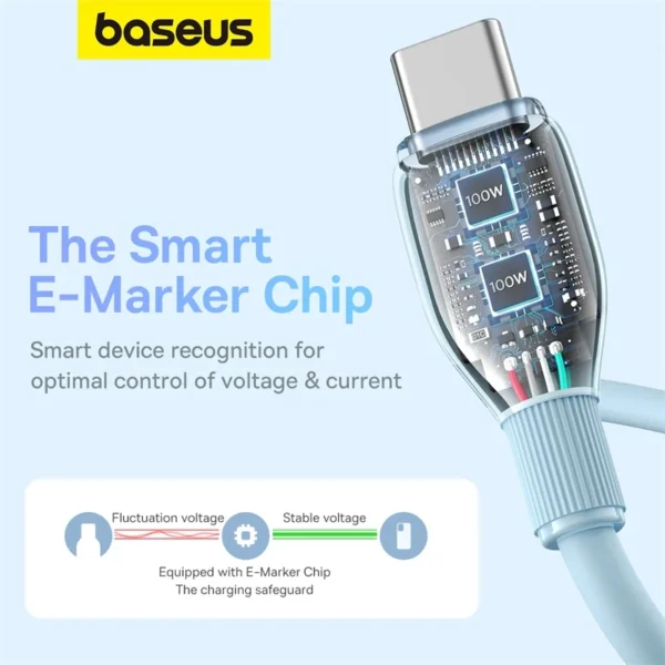 Baseus 100W USB C Cable For Samsung S21 S22 Xiaomi Fast Charging For MacBook iPad Type C Cable TPE - Image 4