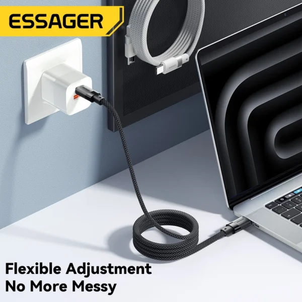 Essager PD 100W Magnetic Suction Anti Winding USB C To C Fast Charger Cable Data Charging Wire for iPhone 15  Laptop Samsung - Image 4