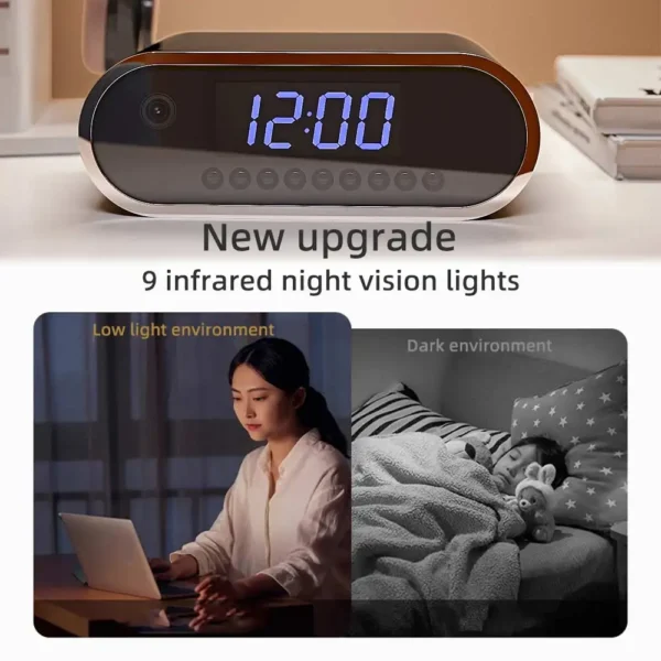 Upgrade high-definition 4K WiFi clock camera, Infrared night vision, Motion detection,Remote viewing,Home monitoring mini camera - Image 2